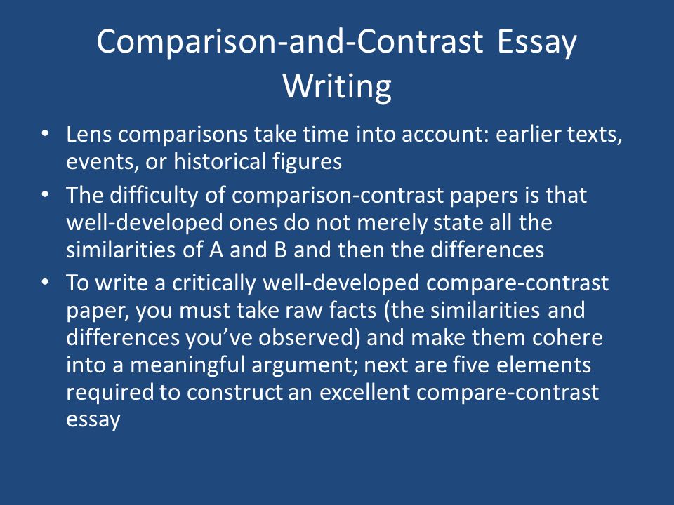 How To Write An Essay Compare And Contrast