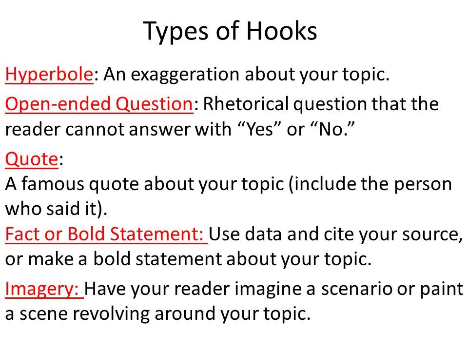 types of hooks for essays