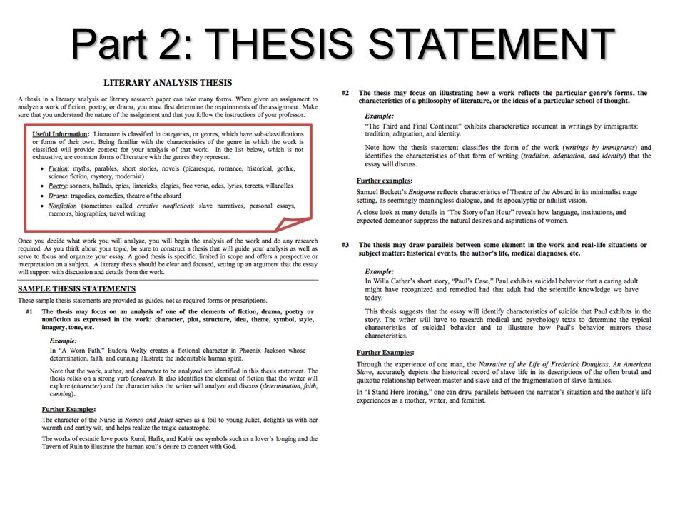 Part 2: THESIS STATEMENT