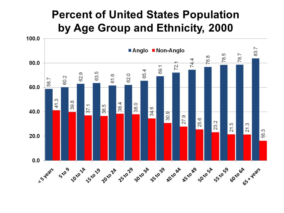 Percent of United States Population by Age Group and Ethnicity, 2000 Hobby Center for the Study of Texas at Rice University