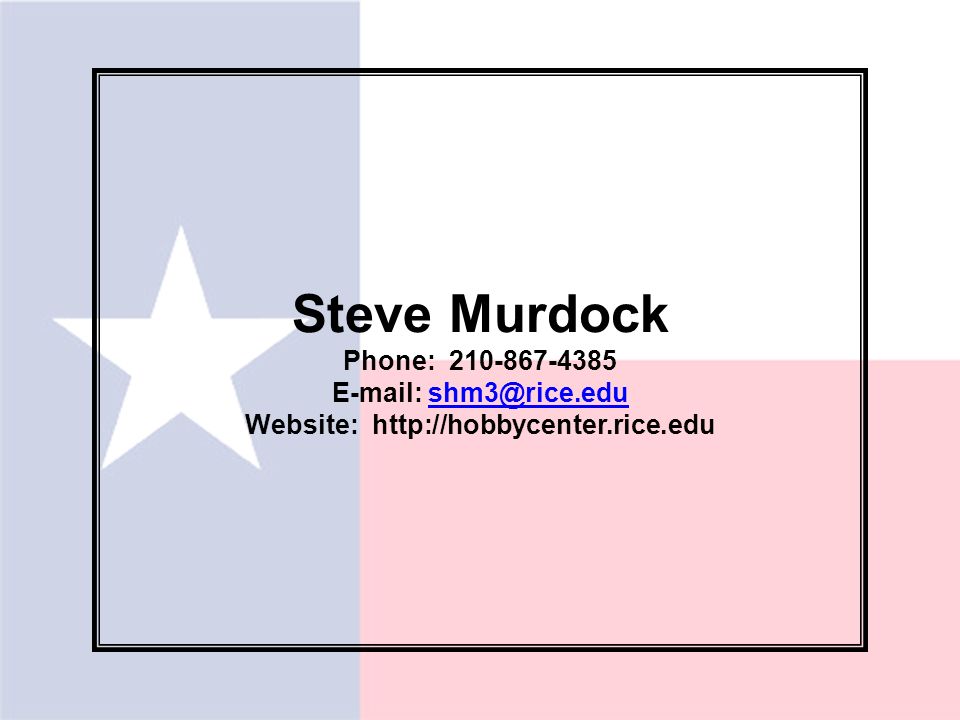 Steve Murdock Phone: Website:
