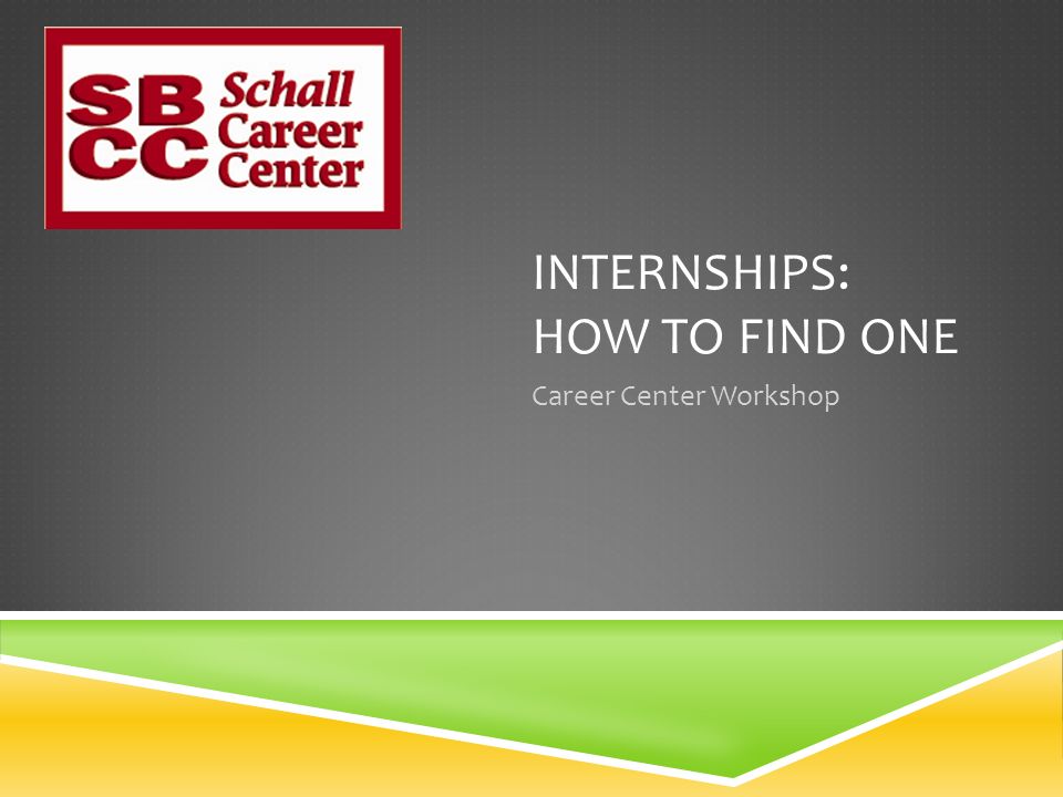 INTERNSHIPS: HOW TO FIND ONE Career Center Workshop