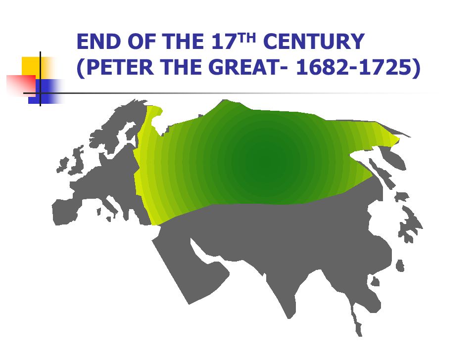 END OF THE 17 TH CENTURY (PETER THE GREAT )