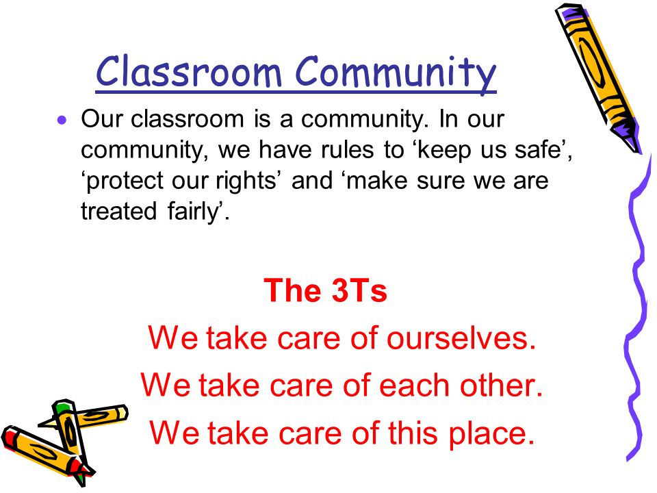 Classroom Community  Our classroom is a community.