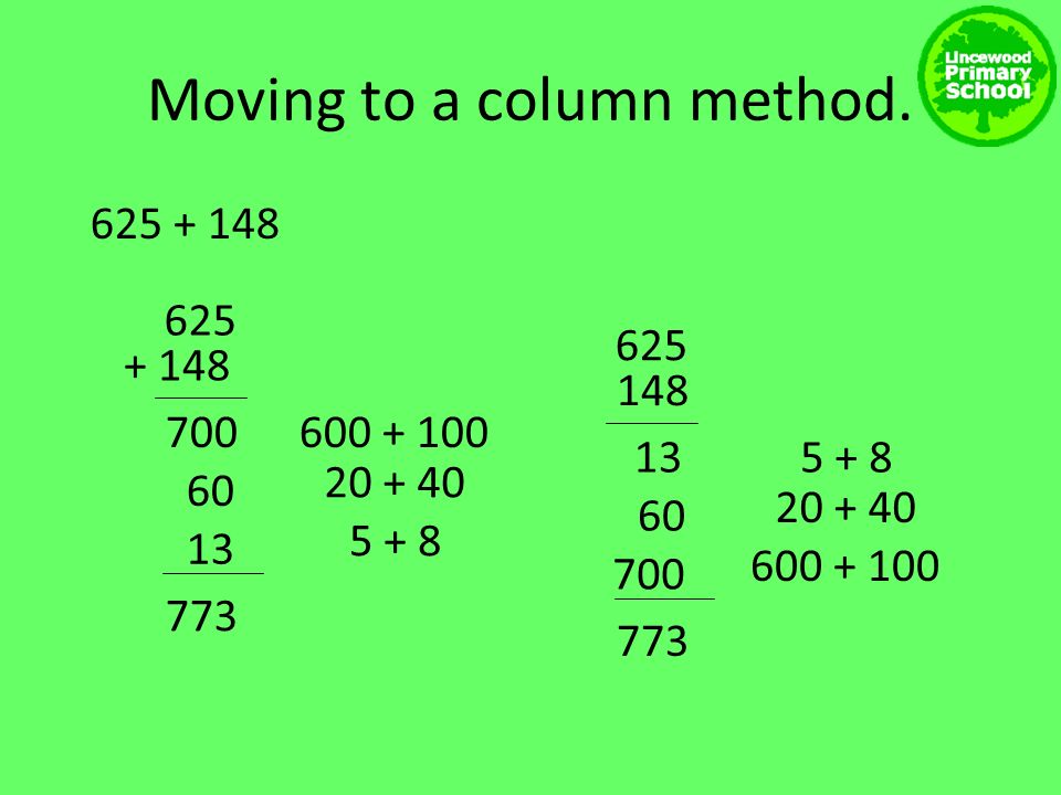 Moving to a column method.