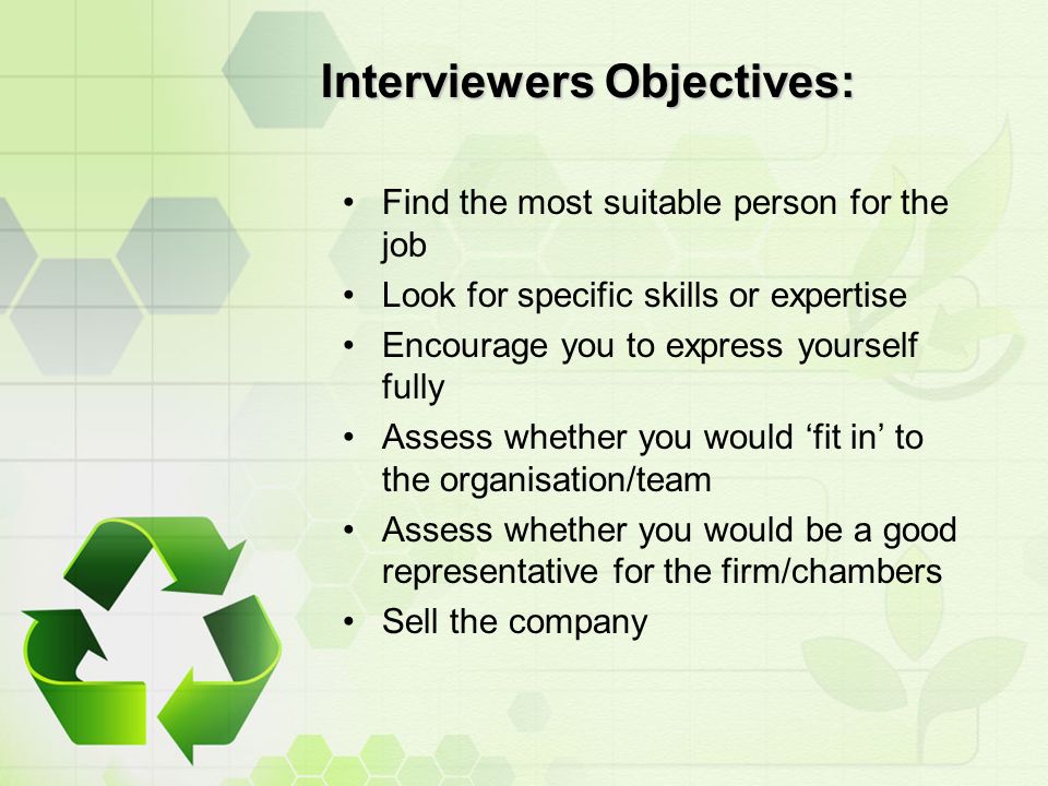 job interview objectives