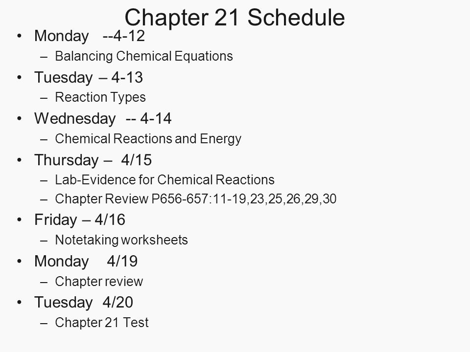Chapter 21 Chemical Reactions Page 632 Section 1 Change 54 Chapter