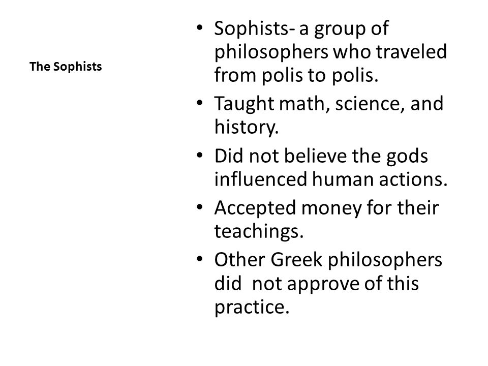 Sophists philosophy summary writing