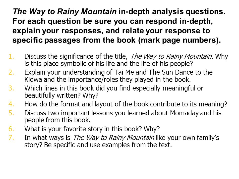 from the way to rainy mountain questions and answers