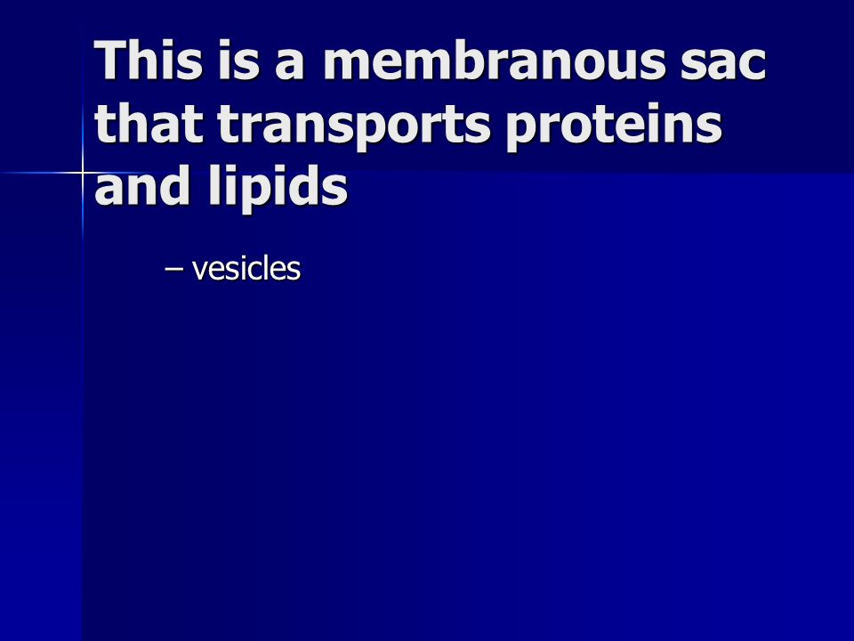 This is a membranous sac that transports proteins and lipids –vesicles