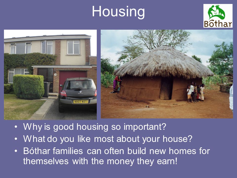 Housing Why is good housing so important. What do you like most about your house.
