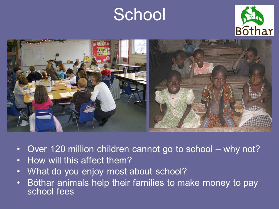 School Over 120 million children cannot go to school – why not.