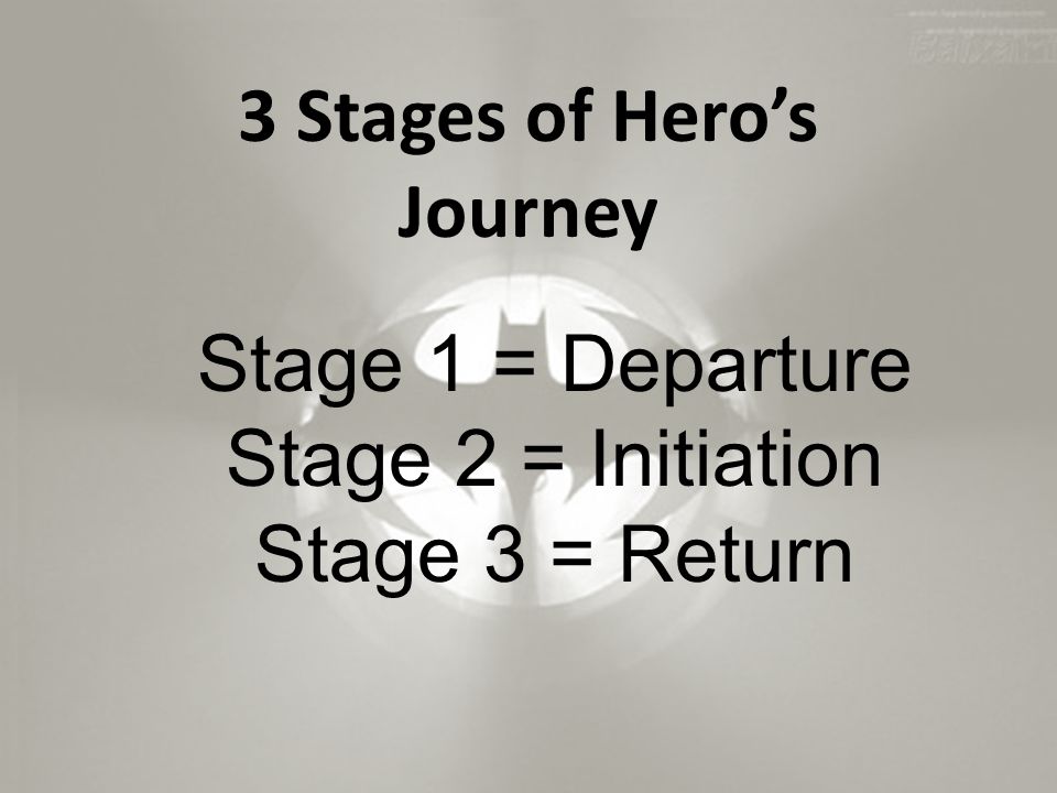 Stage 1 = Departure Stage 2 = Initiation Stage 3 = Return 3 Stages of Hero’s Journey