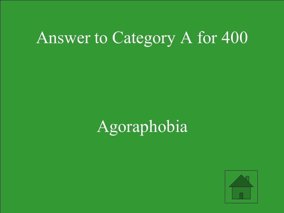 Answer to Category A for 400 Agoraphobia