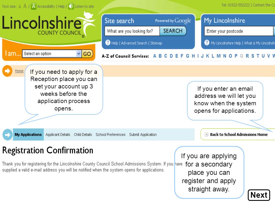 If you need to apply for a Reception place you can set your account up 3 weeks before the application process opens.
