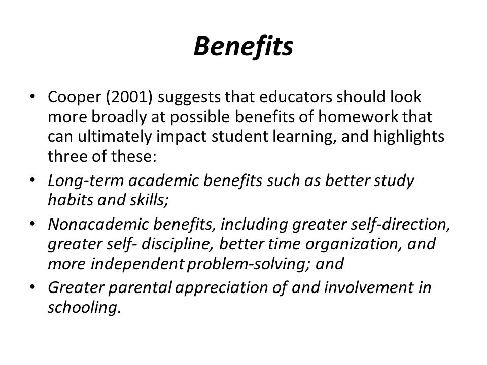 The Benefits Of Homework