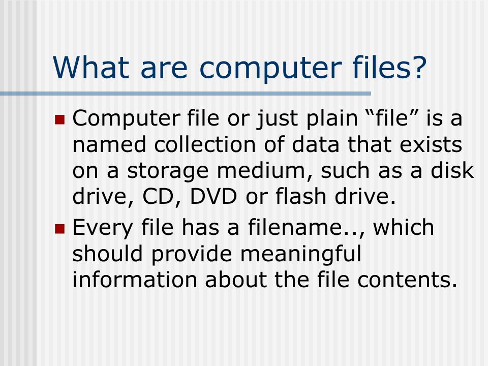 What are computer files.