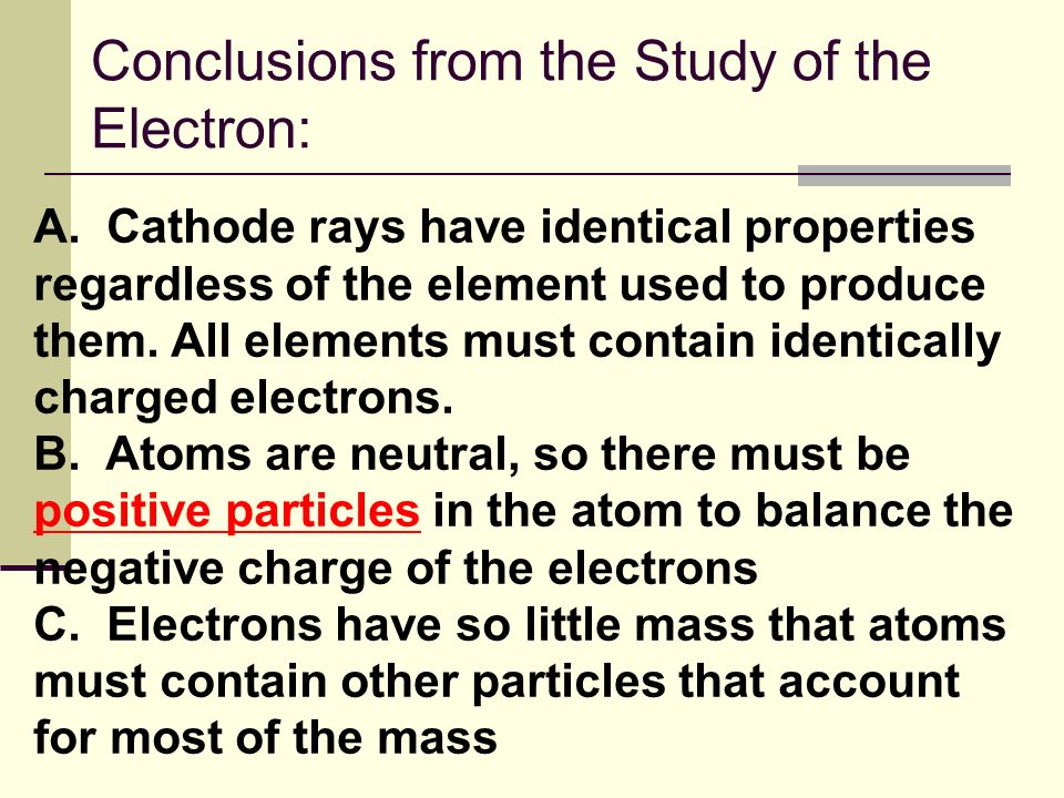 Discovery of the Electron In 1897, J.J.