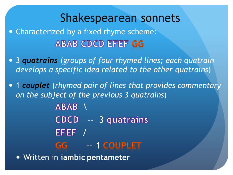 Shakespearean sonnets