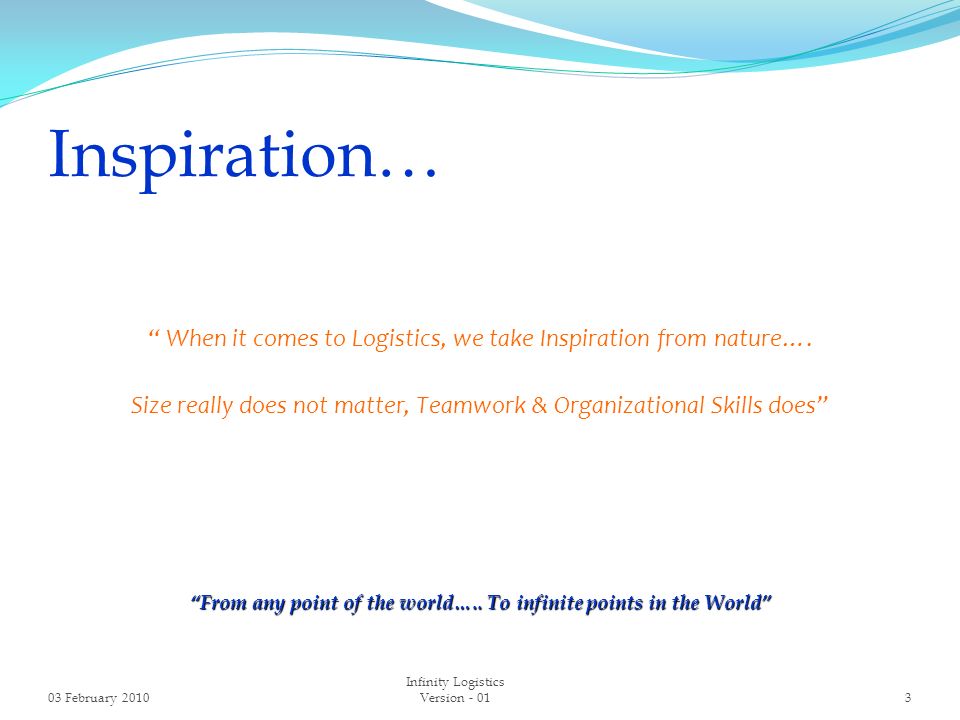 Inspiration… When it comes to Logistics, we take Inspiration from nature….