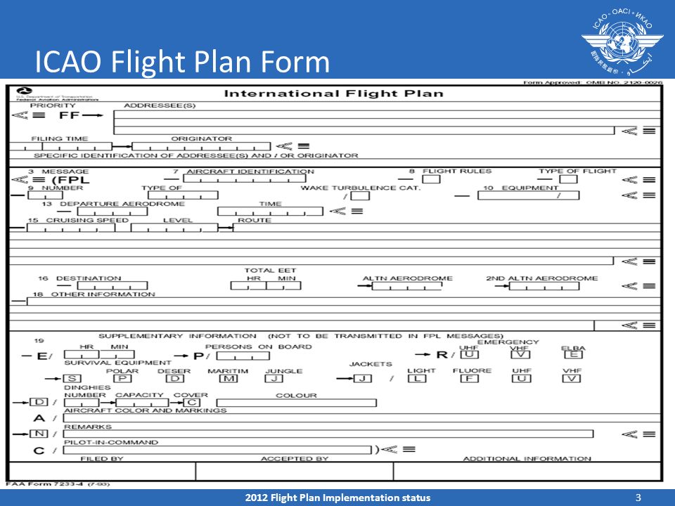 international civil aviation organization sam regional seminar icao flight plan form