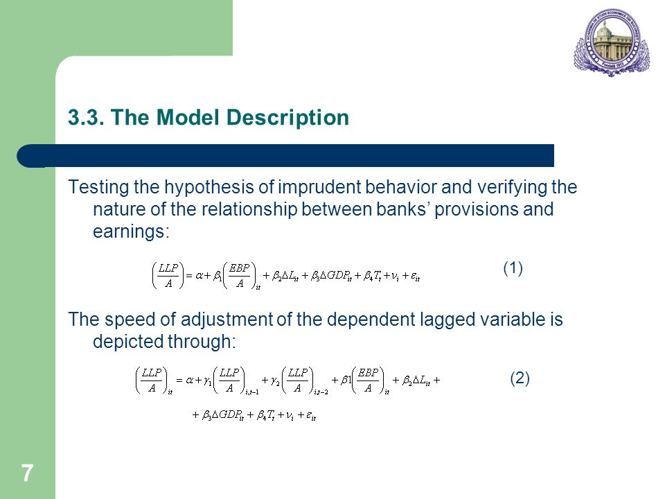 the model description testing the hypothesis of imprudent