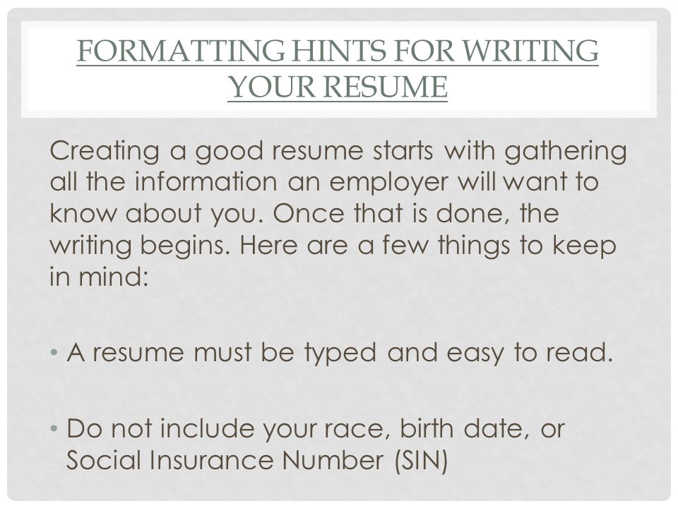 resume creating