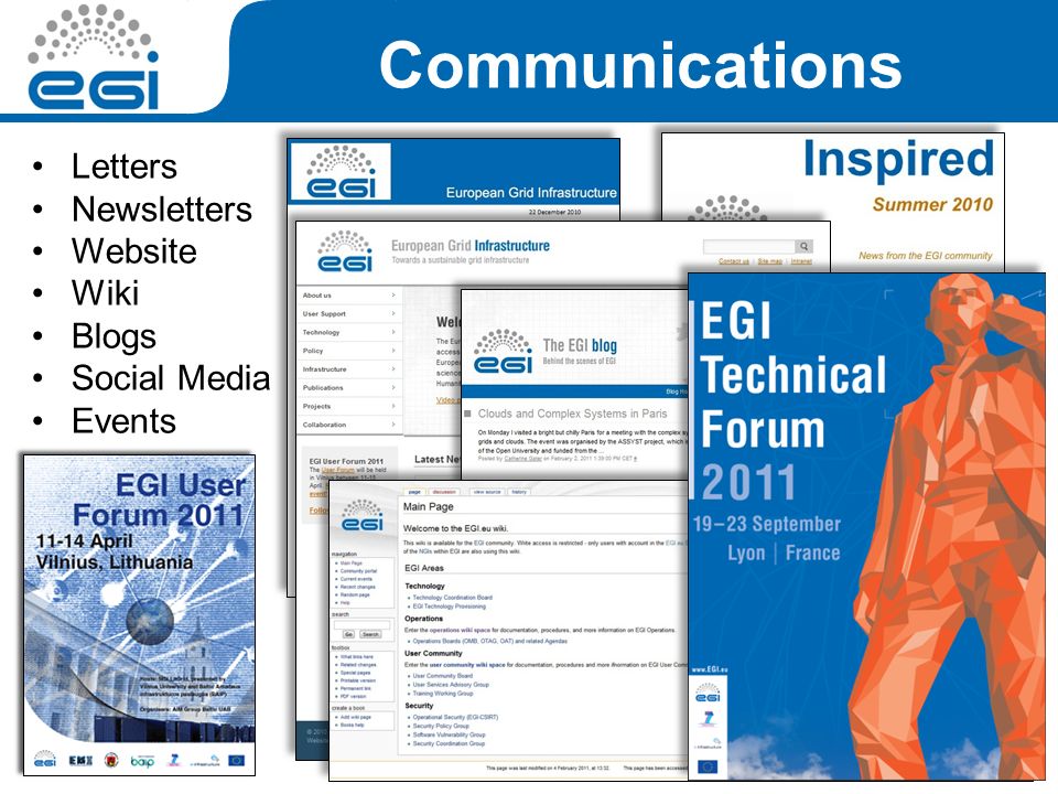 Communications Letters Newsletters Website Wiki Blogs Social Media Events