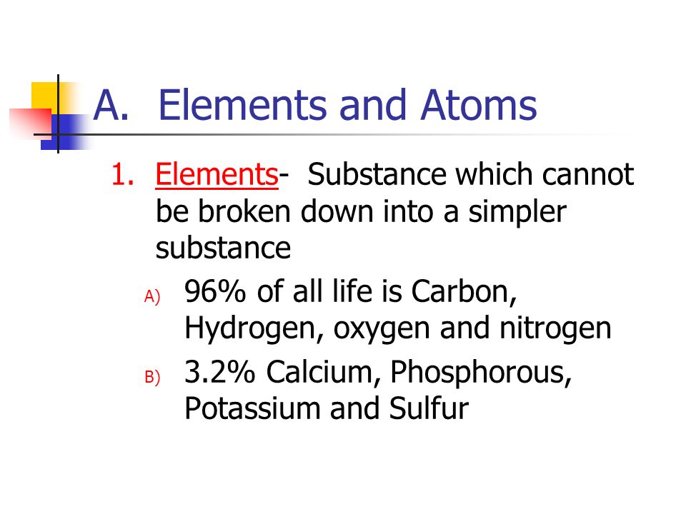 A. Elements and Atoms 1.
