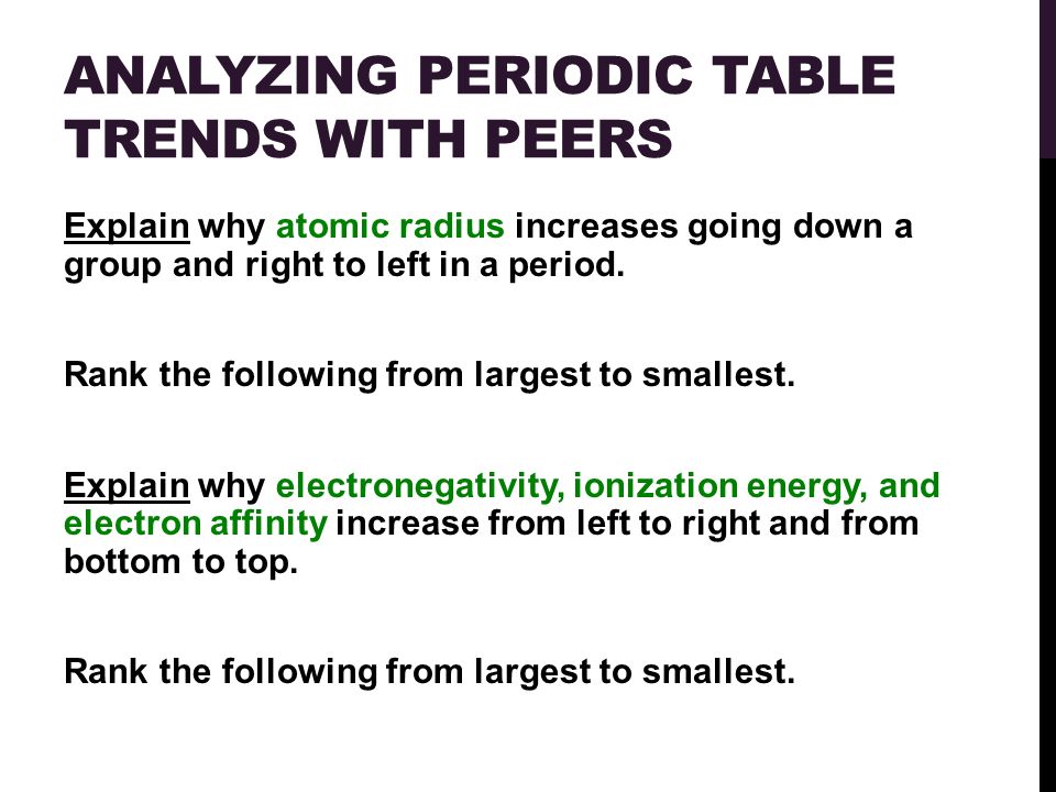 analyzing periodic table trends with peers explain why atomic radius increases going down a group and - Periodic Table Left To Right Atomic Radius analyzing periodic table trends with peers explain why atomic radius increases going down a group and - Periodic Table Left To Right Atomic Radius