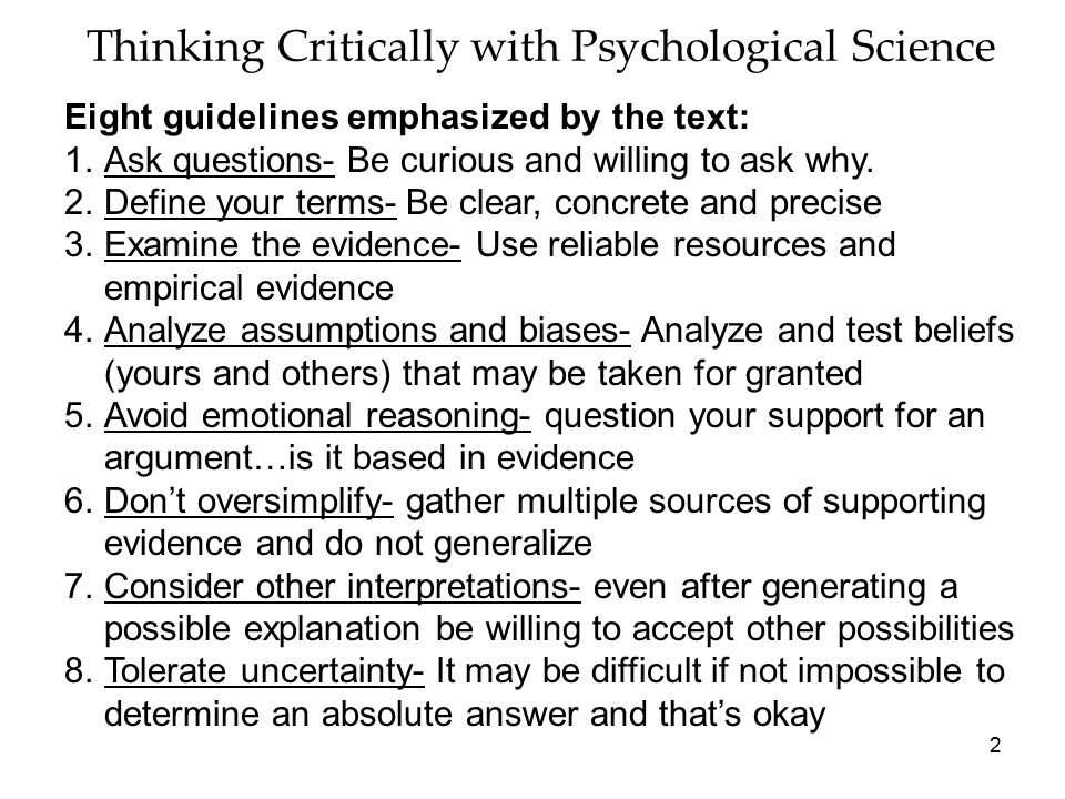 Critical thinking definition psychology