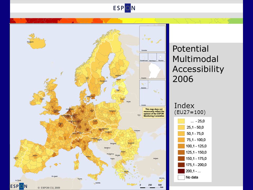 Potential Multimodal Accessibility 2006 Index (EU27=100)