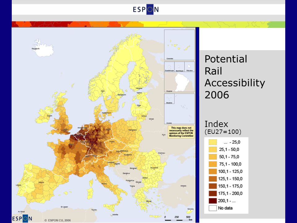 Potential Rail Accessibility 2006 Index (EU27=100)