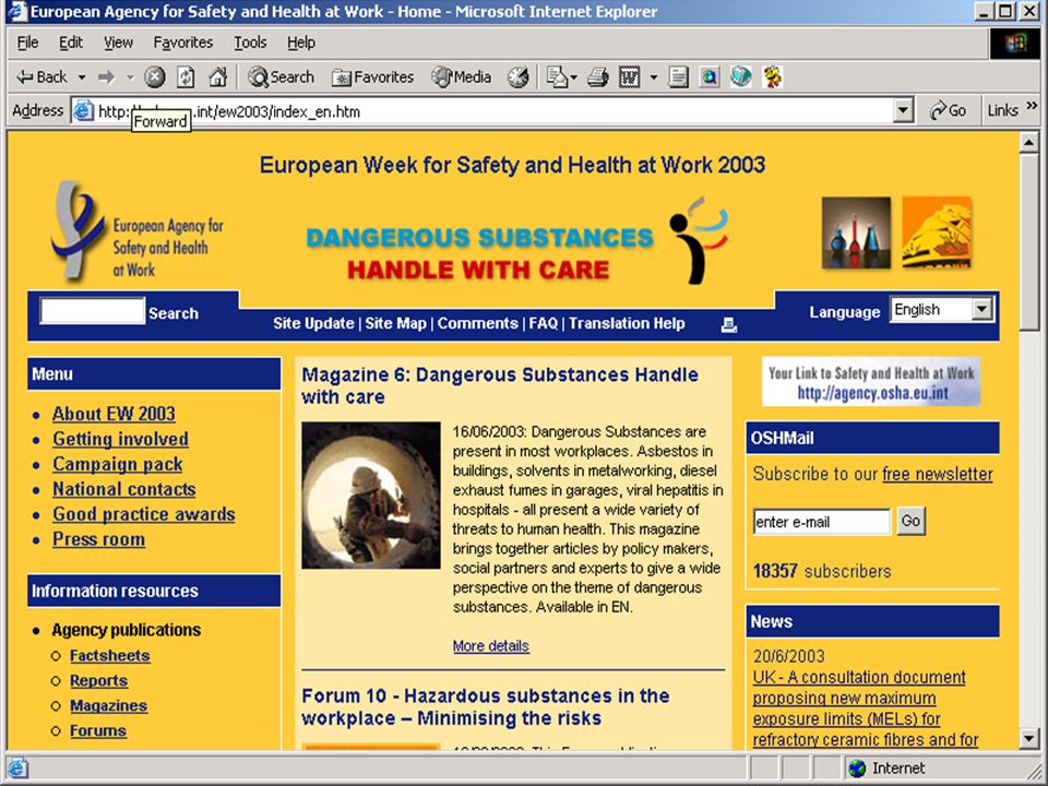 EUROPEAN WEEK FOR SAFETY AND HEALTH AT WORK —