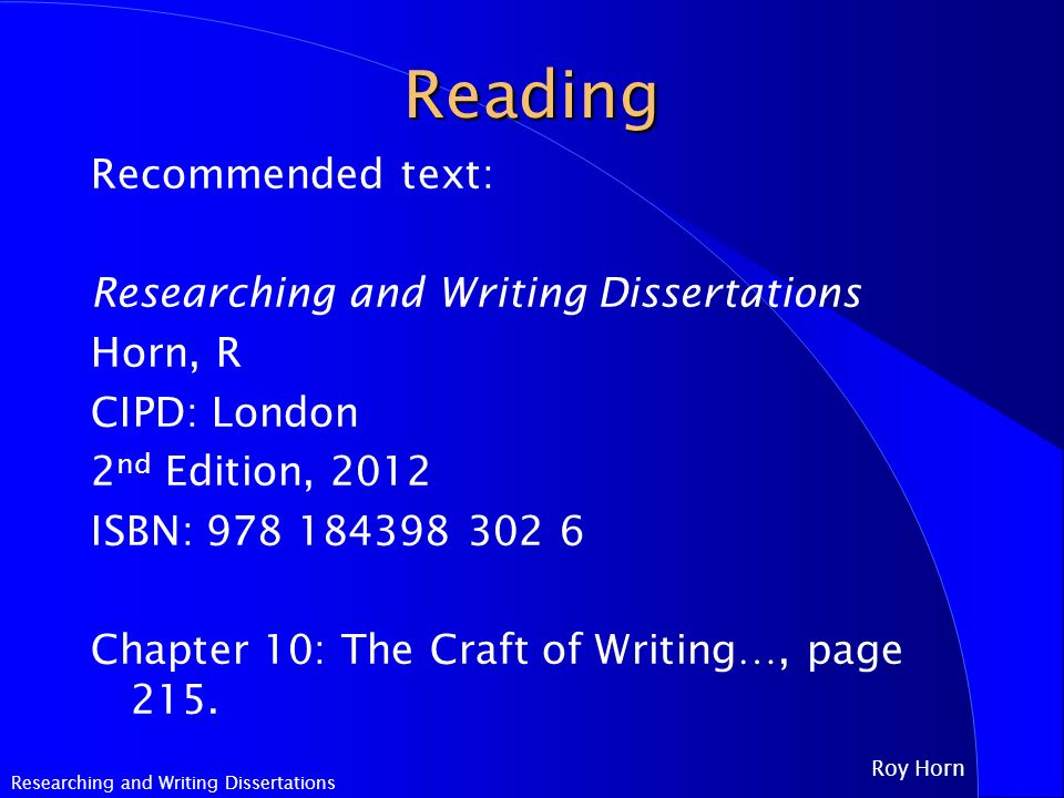 Researching and writing dissertations