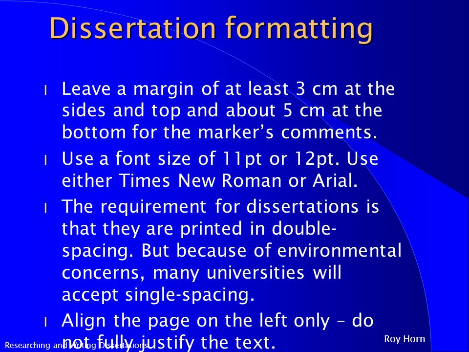 Font size in dissertation