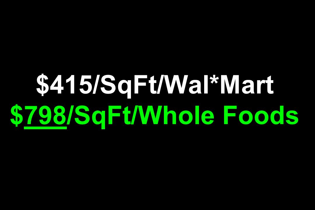 $415/SqFt/Wal*Mart $798/SqFt/Whole Foods