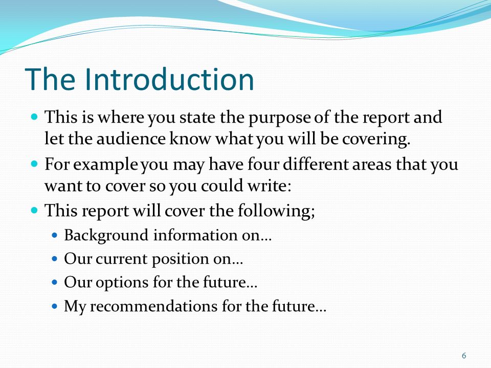 Introduction report example