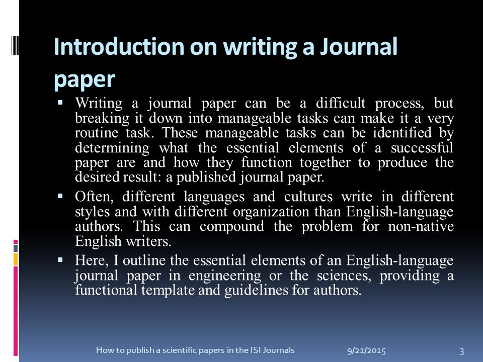 Academic journal paper outline