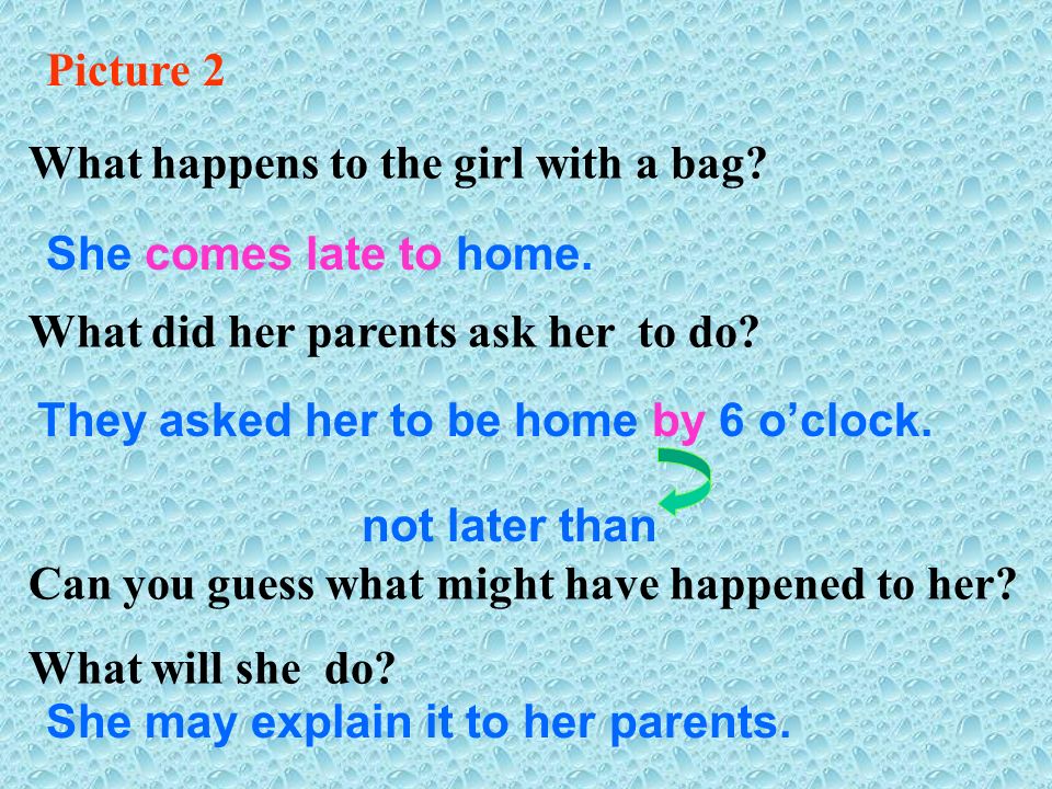 What happens to the girl with a bag. What did her parents ask her to do.