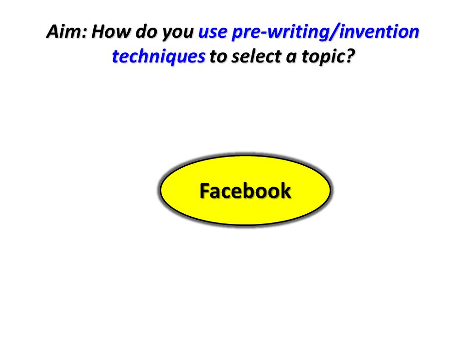 Aim: How do you use pre-writing/invention techniques to select a topic Facebook