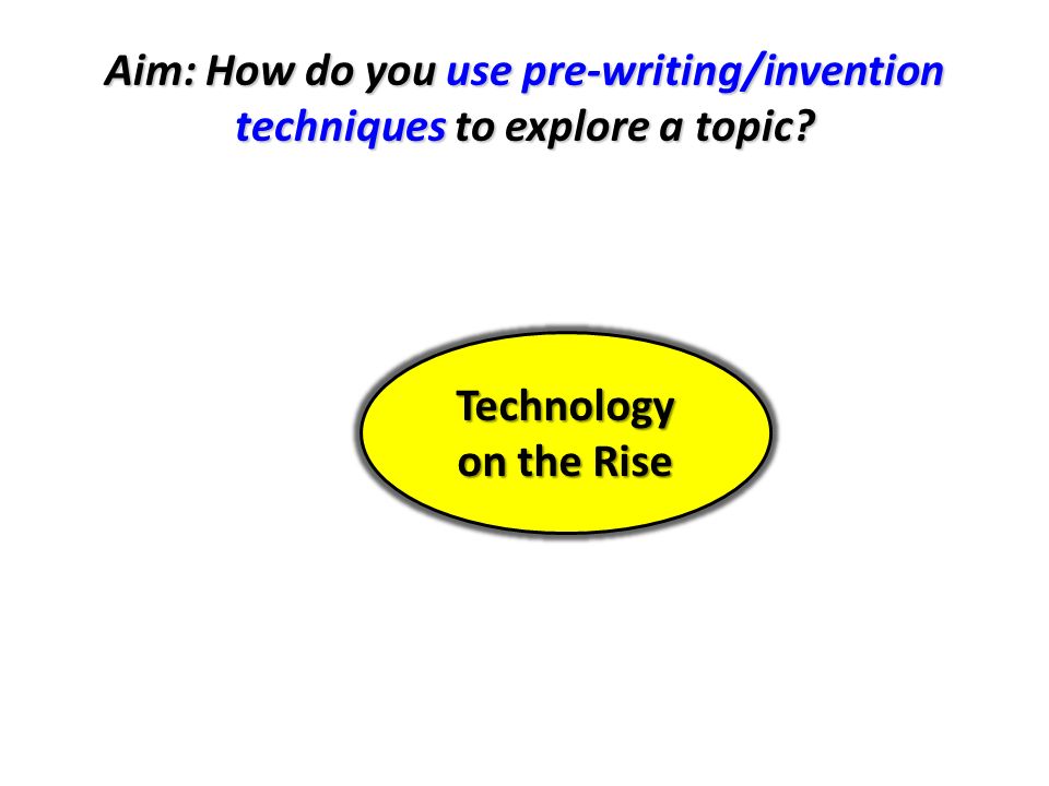 Aim: How do you use pre-writing/invention techniques to explore a topic Technology on the Rise