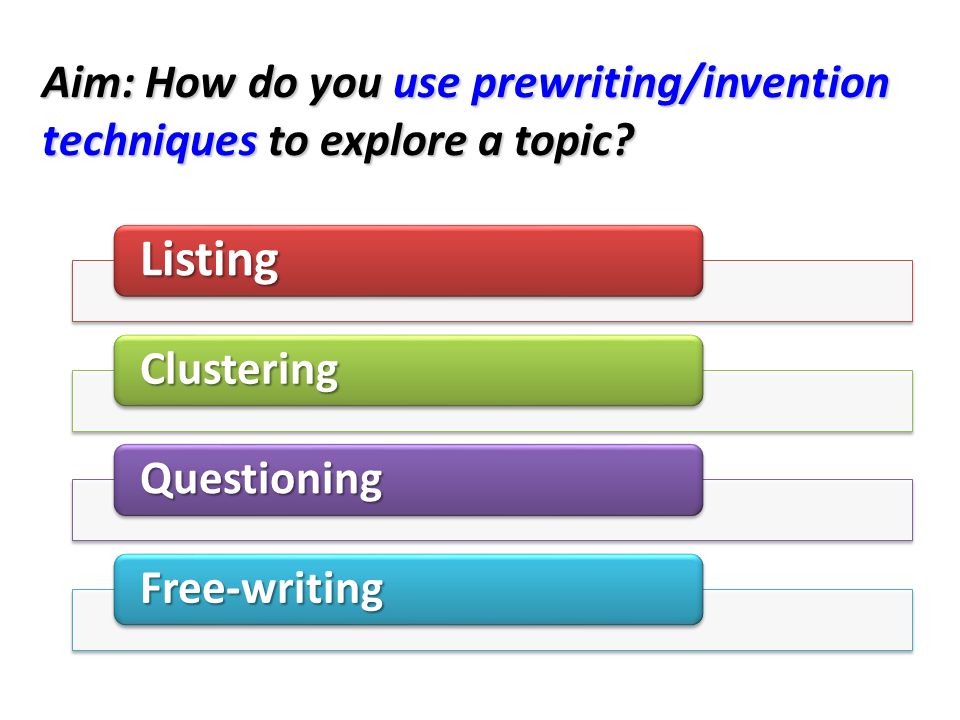 Aim: How do you use prewriting/invention techniques to explore a topic.