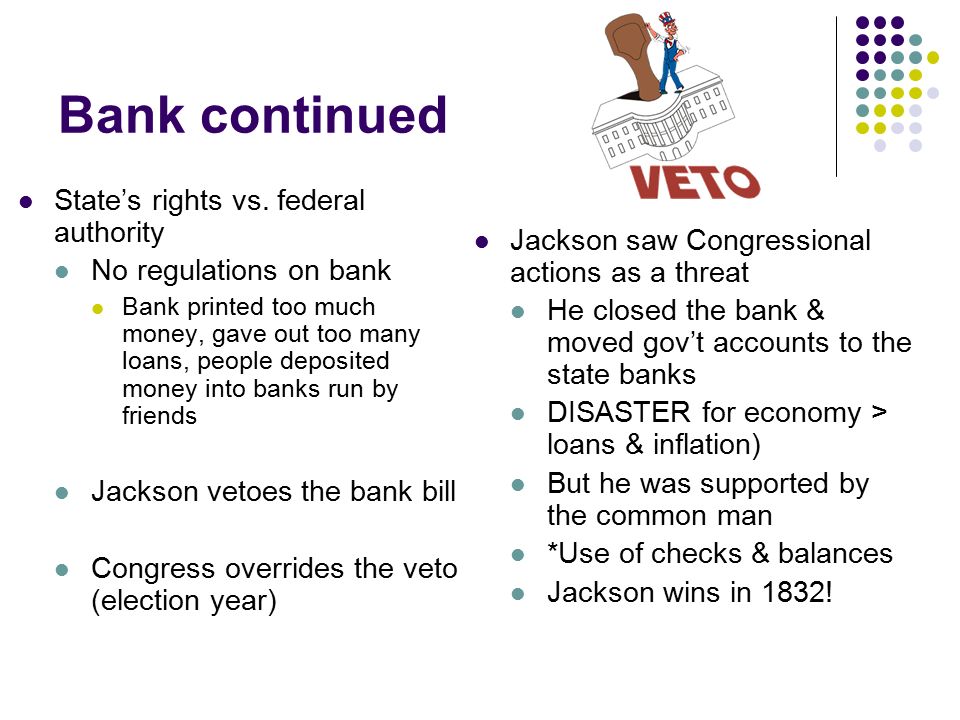 Bank continued State’s rights vs.