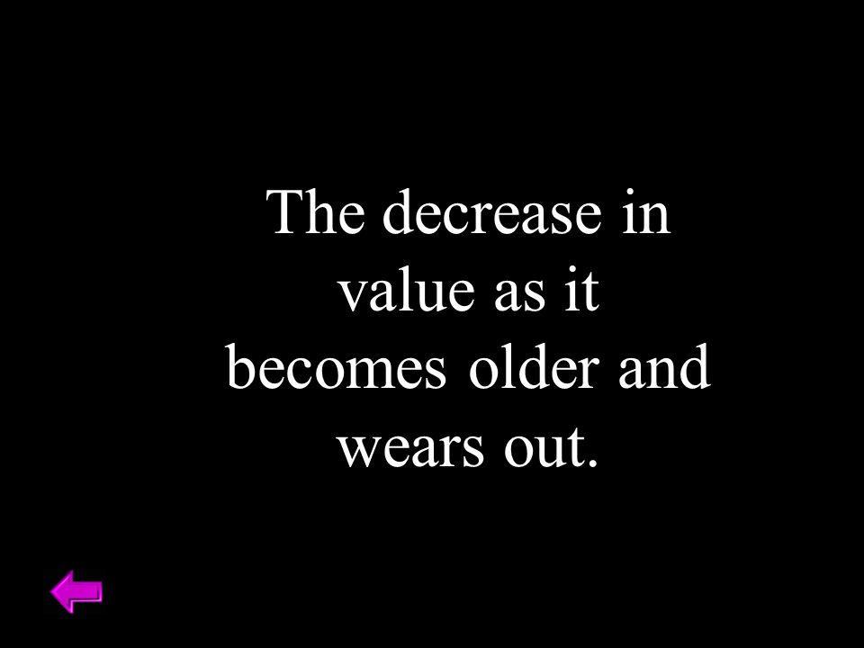 The decrease in value as it becomes older and wears out.