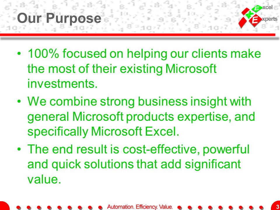 3 Our Purpose 100% focused on helping our clients make the most of their existing Microsoft investments.