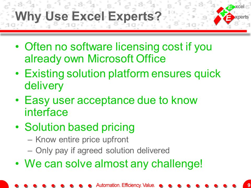 9 Why Use Excel Experts.