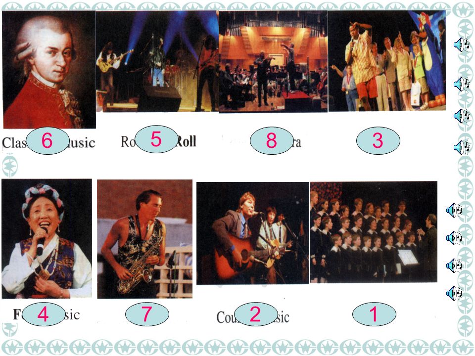 Listen and see if you can guess which music matches which picture. Task 2 : Practice
