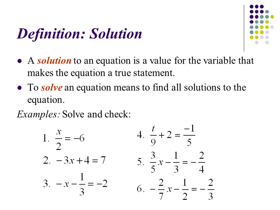 Definition Of Solution An Equation Talkchannels 9 1 Solving Equations Definition Solution A To An