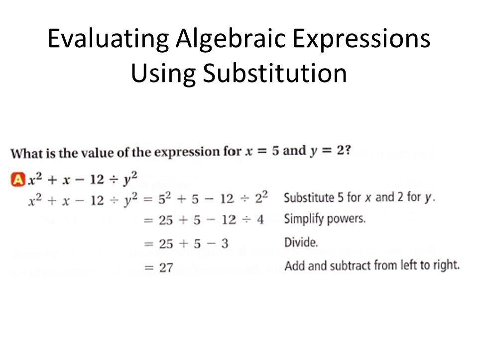 Evaluating Algebraic Expressions Using Substitution